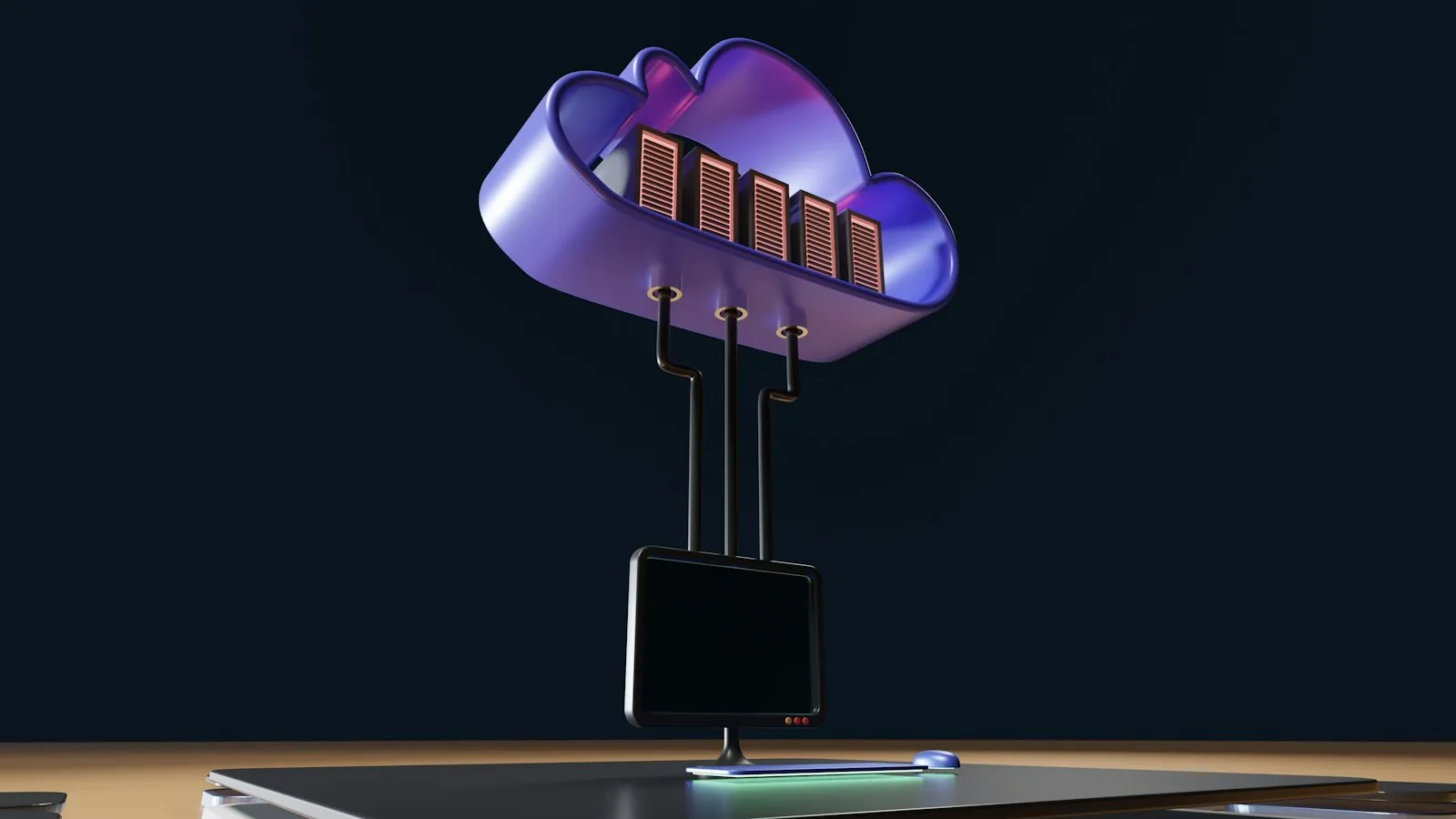 Illustration of a cloud above a circuit board